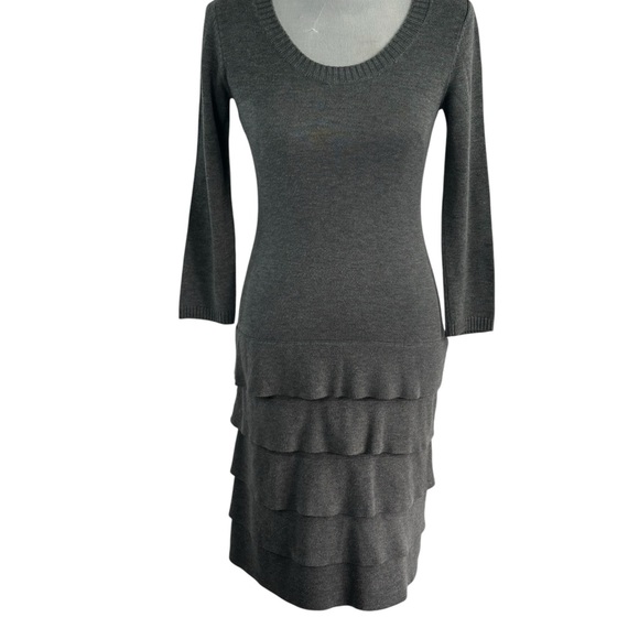 Calvin Klein Dresses & Skirts - Calvin Klein Gray Tiered Knit Sweater Dress – Minimalist Chic Layered Hem